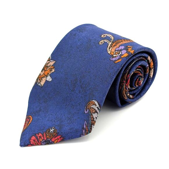 Vintage London Fog Mens Tie Paisley Floral Jewel Tones Ornate 1980s Made in USA - Picture 2 of 9